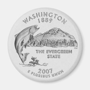 Aimant Trimestre de l'État de Washington Gris