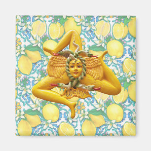 Aimant Trinacria Sicile Sicilienne Italienne Pride Citron