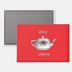 Aimant Triple Teapots Dirty Plats Lave-Vaisselle Rouge