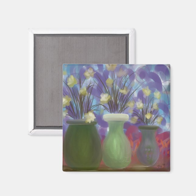 Aimant Triple Vase Bouquet Art original (Recto/Verso)