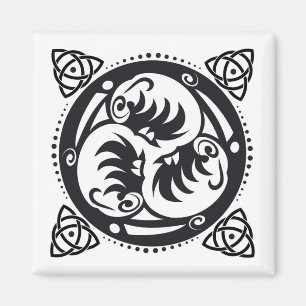 Aimant Triskelion Celtique noeud Mandala Design noir