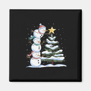 Aimant Trois bonshommes de neige arrangent un arbre de No