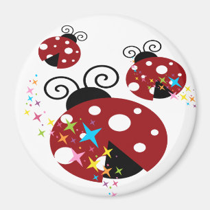 Aimant Trois coccinelle rouge et noire avec étoiles