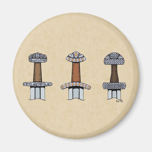 Aimant Trois Hillets d'épée viking (Devant)
