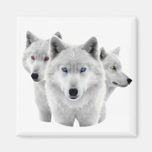 Aimant Trois Loups blancs
