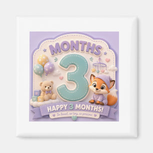 Aimant Trois Mois de Découverte – Bébé Étape Petit 