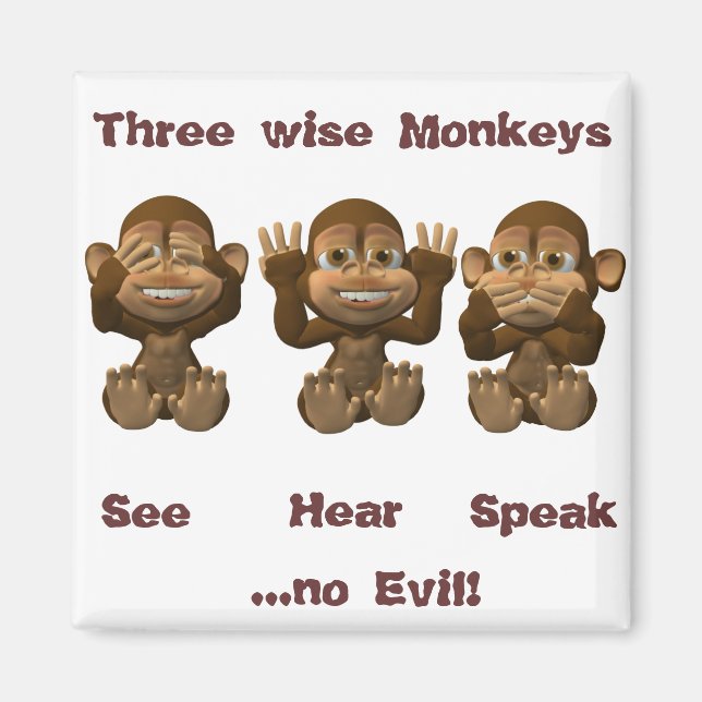 Aimant trois singes sages (Devant)