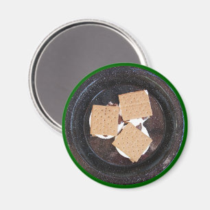 Aimant Trois S'mores sur une plaque de camping