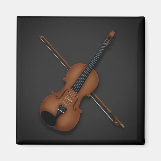 Aimant Trompe L'oeil Violon & Bow Élégante Musique Classi (Devant)