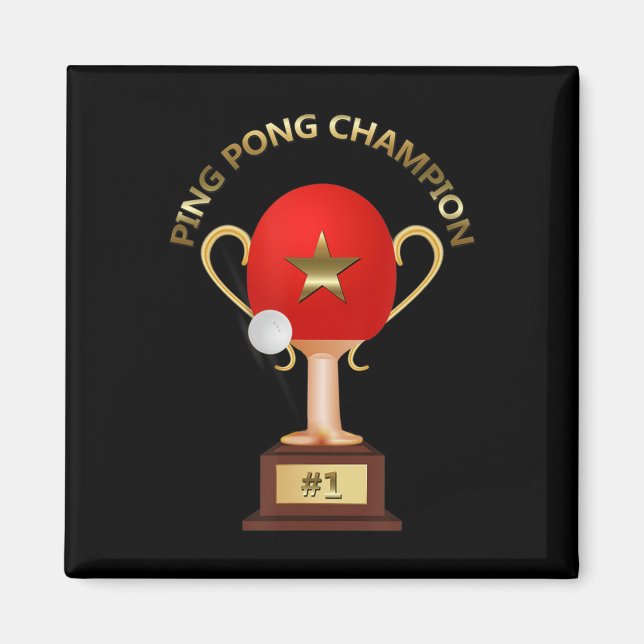 Aimant Trophée Champion de tennis de table Ping Pong (Devant)