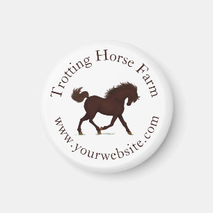 Aimant Trotting Brown Horse Circulaire Texte équestre