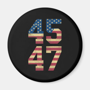 Aimant Trump 2024 45 47 Drapeau Américain Vintage Rétro 4