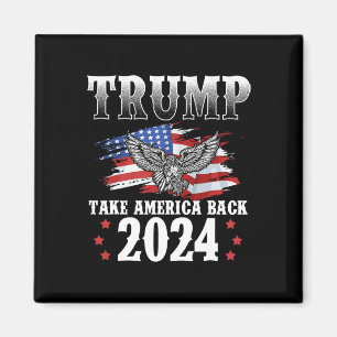 Aimant Trump 2024 Reprendre l'Amérique Drapeau américain 