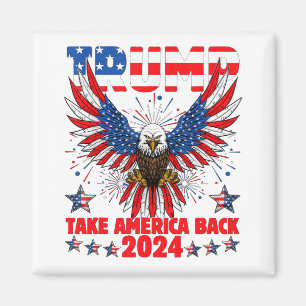 Aimant Trump 2024 Reprendre l'Amérique Drapeau américain 