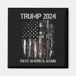 Aimant Trump 2024 Sauvez à nouveau l'Amérique un pistolet