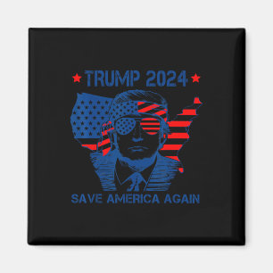 Aimant Trump 2024 Sauvons l'Amérique à nouveau drapeau am