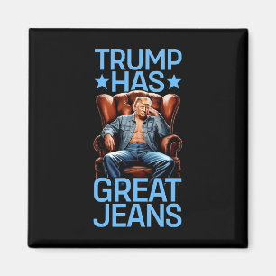Aimant Trump a de super jeans drôle rétro denim mème poli