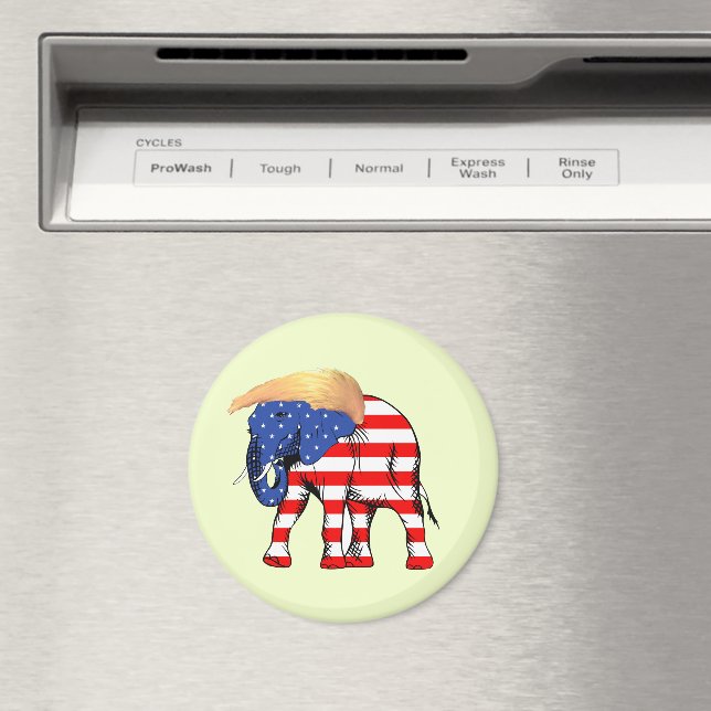 Aimant Trump Bad Hair Elephant Round Magnet, ZSSG (In Situ (Lave-vaisselle))