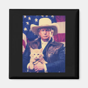 Aimant Trump Cat Shirt Funny Cowboy Donald Trump 2024 Ame