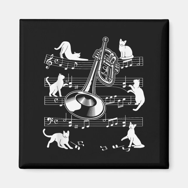 Aimant Trumpeter Cats For Cat Loving Trumpet Player  (Devant)