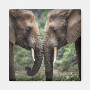 Aimant "Trunk to Trunk : A Gentle Elephant Embrasser"
