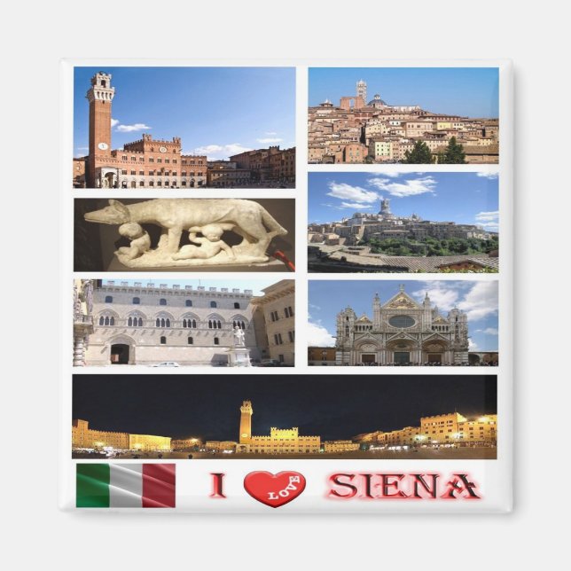 Aimant TSC036 SIENA I Love, Mosaïque, Toscane, Réfrigérat (Devant)