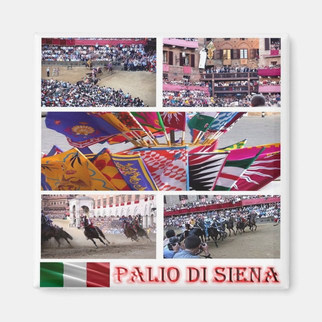 Aimant TSC060 SIENA, La Mosaïque Palio, Toscane, Réfrigér (Devant)
