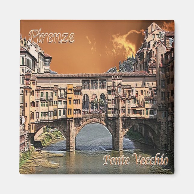 Aimant TSC087 FLORENCE, Vieux Pont, Toscane, Pont (Devant)