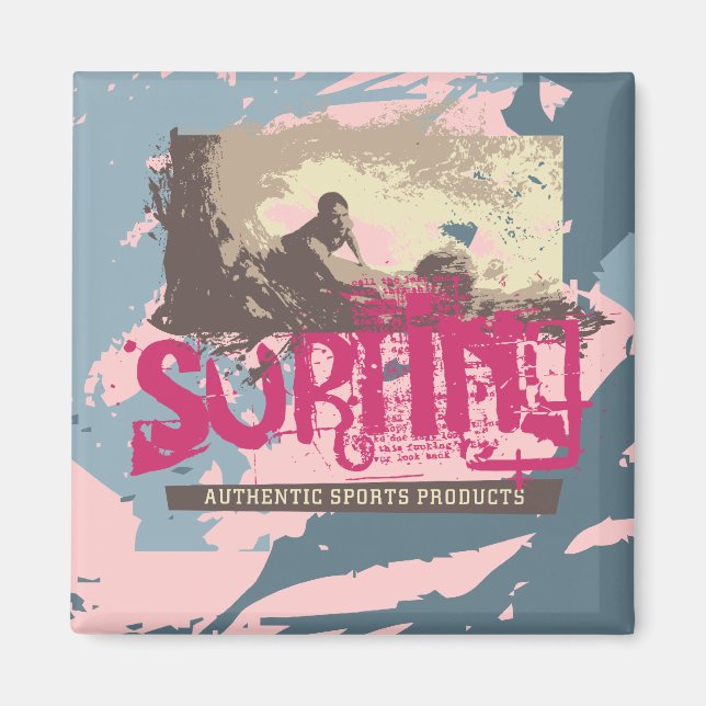 Aimant Tshirts et cadeaux authentiques de surf (Devant)