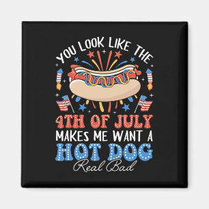 Aimant Tu As L'Air Du 4 juillet Hot Dog Hommes Américains