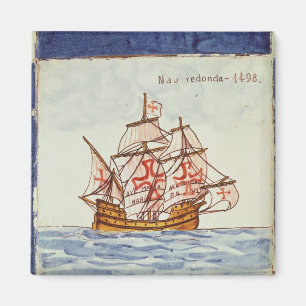 Aimant Tuile d'Azulejos dépeignant un bateau, de Sagres