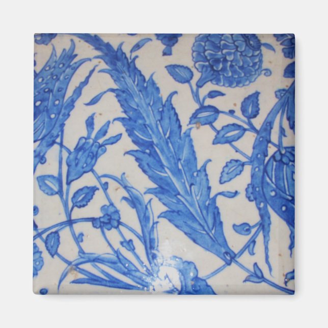 Aimant Tuile turque en céramique bleue et blanche ottoman (Devant)
