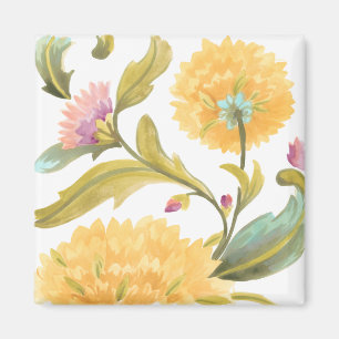 Aimant Tuiles florales d'abbaye - fleurs jaunes