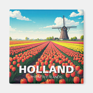 Aimant Tulip Fields Wmill Holland Pays-Bas