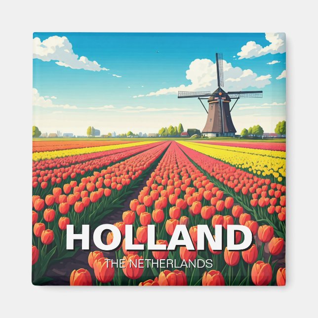 Aimant Tulip Fields Wmill Holland Pays-Bas (Devant)