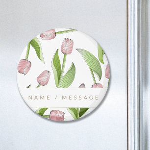 Aimant Tulipe rose botanique moderne personnalisée