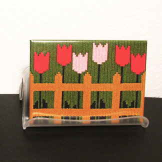 Aimant Tulipes roses Jardin vert Crochet Artiste Imprimer
