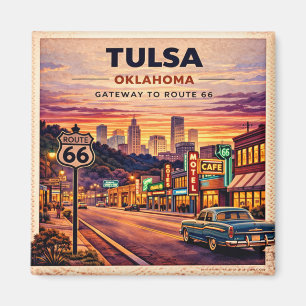 Aimant Tulsa Neon Route 66 Fridge Flashback