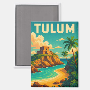 Aimant Tulum Mexique Art Vintage voyage