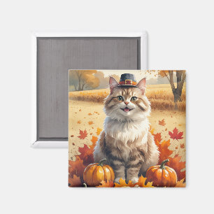 Aimant Turc Angora Chat Automne Quitte L'Art Thanksgiving
