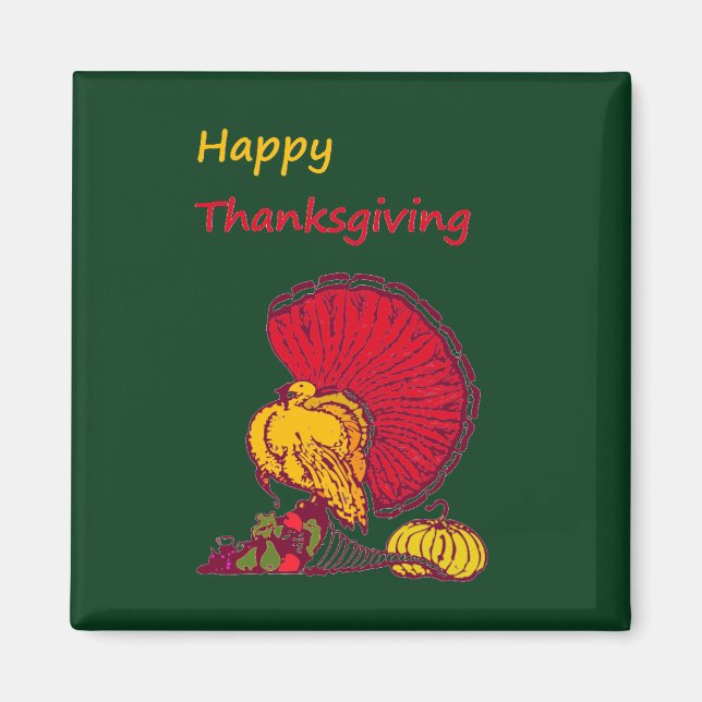 Aimant Turquie et bon thanksgiving légume vert (Devant)
