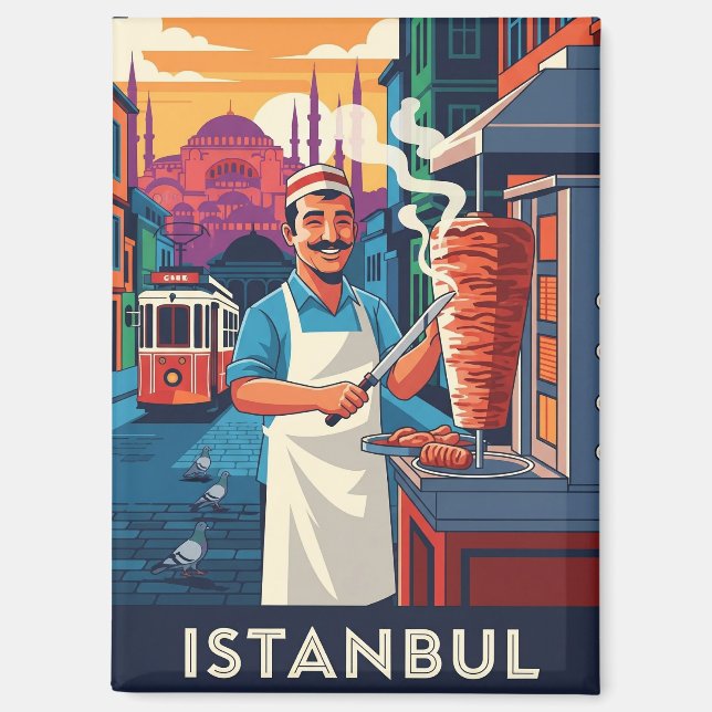 Aimant Turquie Istanbul Kebab Vendeur rue (Recto)