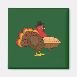 Aimant Turquie mignonne avec tarte Citrouille Thanksgivin