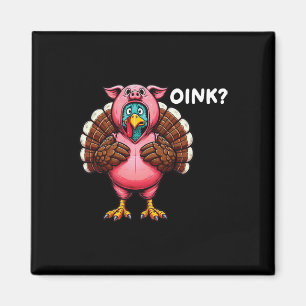 Aimant Turquie Rose Thanksgiving Drôle costume de cochon