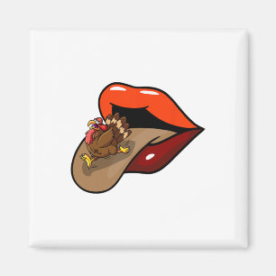 Aimant Turquie Tongue Out Thanksgiving Day Drôle Lèvres C