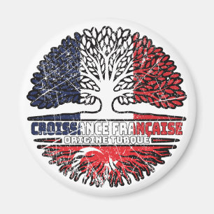 Aimant Turquie Turc Français France Arbre Racines Drapeau