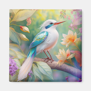 Aimant Turquoise aile  crête blanche Imaginaire Oiseau