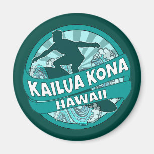 Aimant turquoise de logo de surfer de Kailua Kona