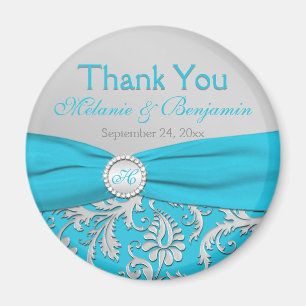 Aimant Turquoise et Silver Mariage damassé Favoriser l'ai
