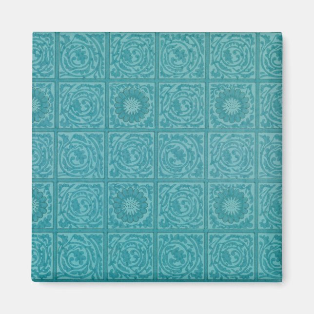 Aimant Turquoise Tile Motif (par William Morris) (Devant)